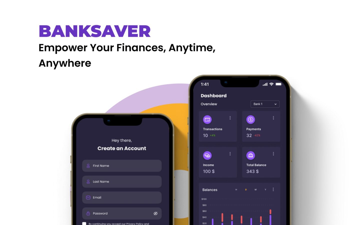 Bank Saver mobile app design by ProntX